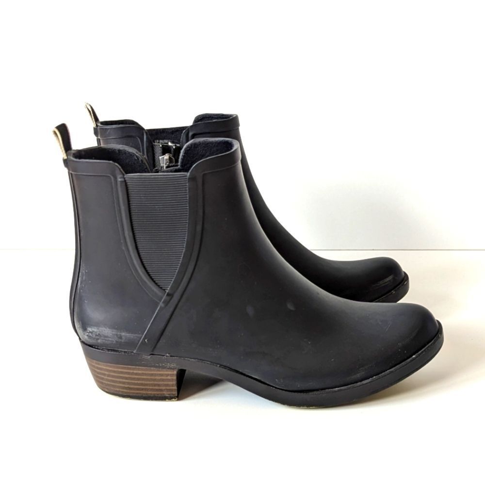 Lucky Brand Bunit Rain Ankle Boots Black Rubber Women's 8